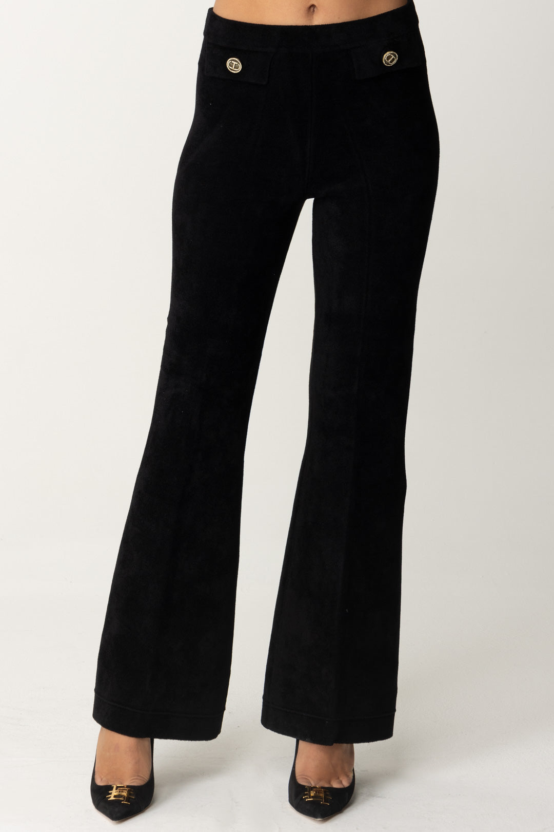 Pantalon évasé en maille - Main Image