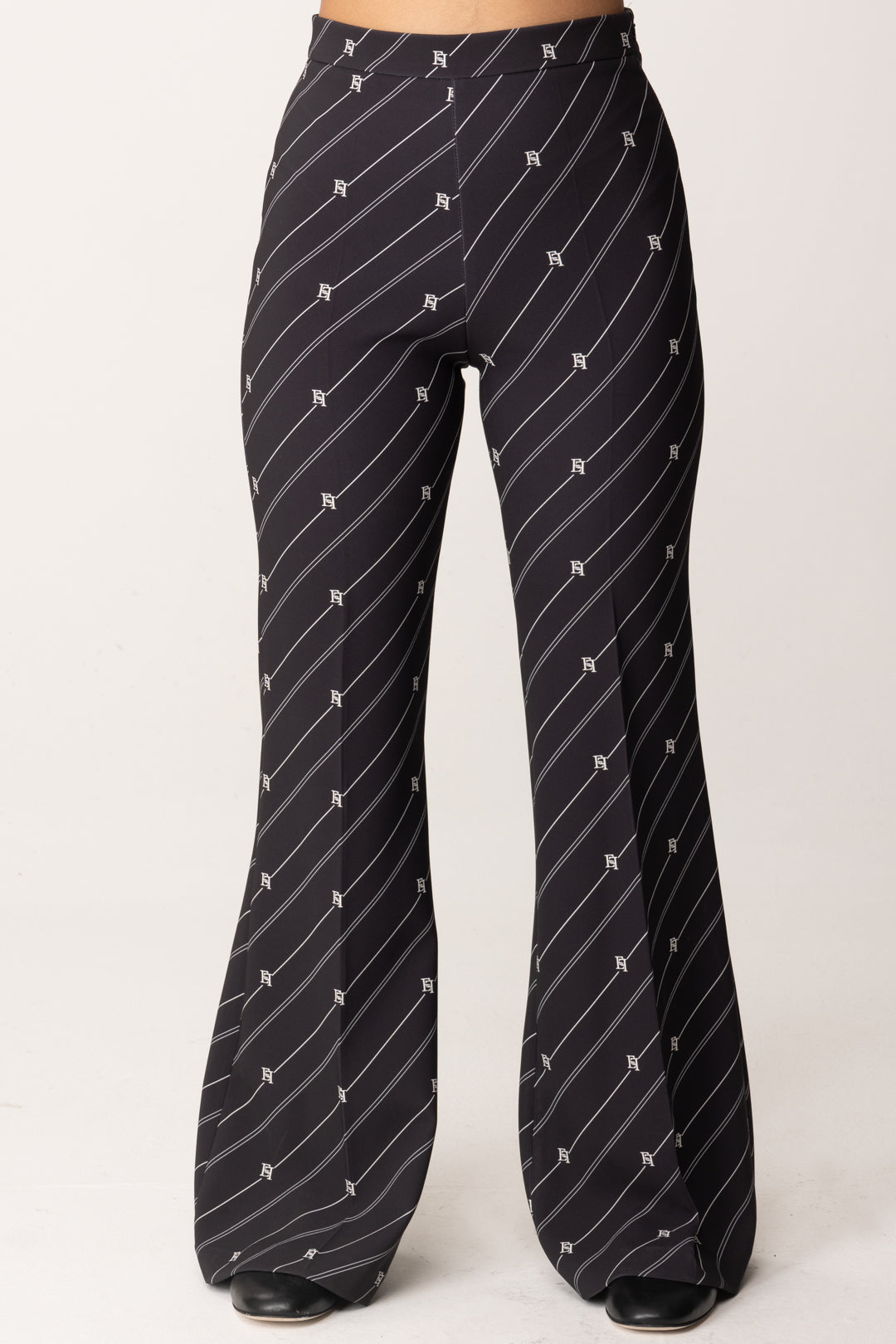 Flare Pants with Stripes and Logo Print - Main Image