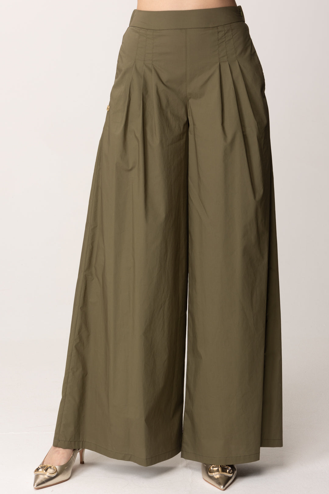 Manila Grace Donna Pantaloni Palazzo con Pinces P133CU FORESTA
