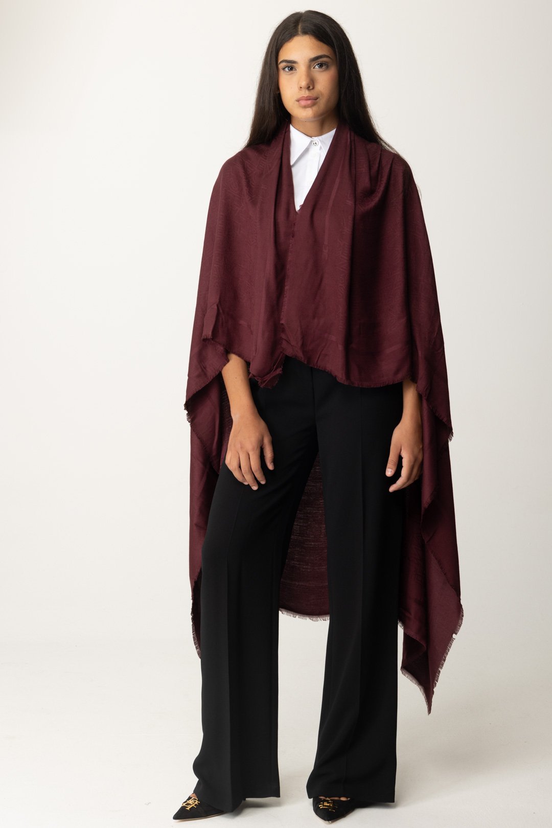 Qingzhuan Donna Sciarpa Scialle Pashmina Invernale Elegante Lungo Morbida Pashmina Ricamo Retrò A Maglia Quattro Stagioni Universale Quadrato Grande Calda Stole Avvolgere Bianco - 2