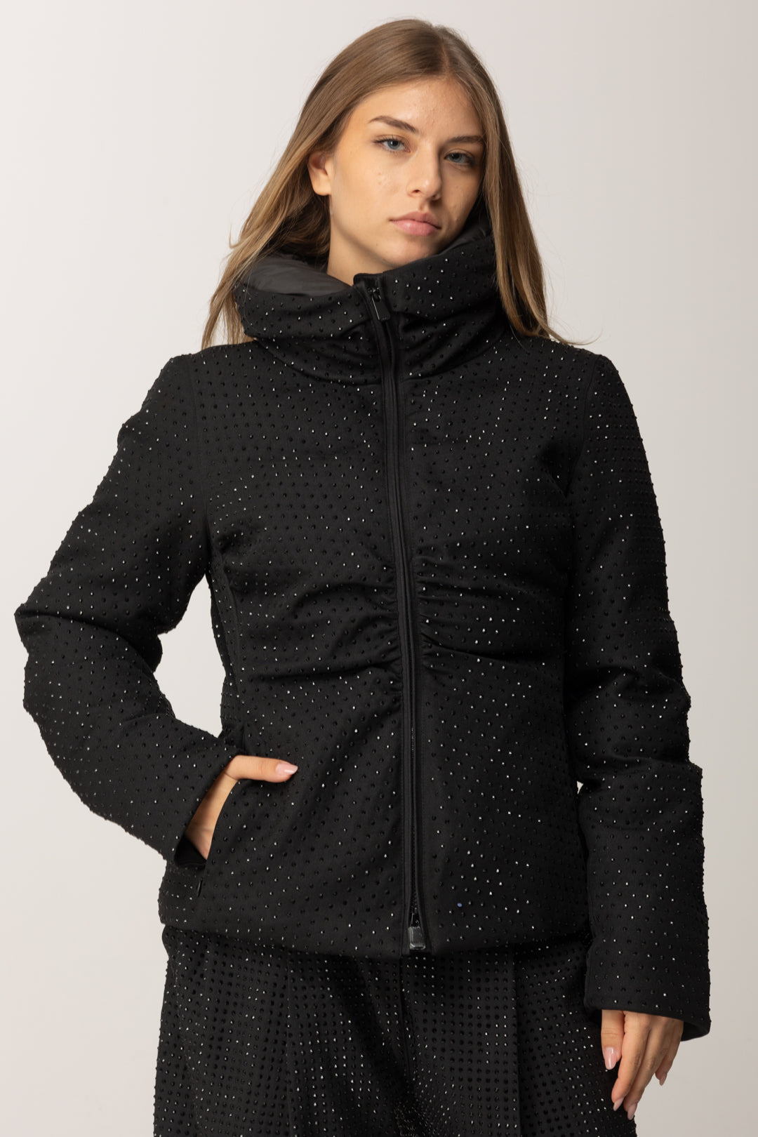 Down Jacket In Sail Full Rhinestones