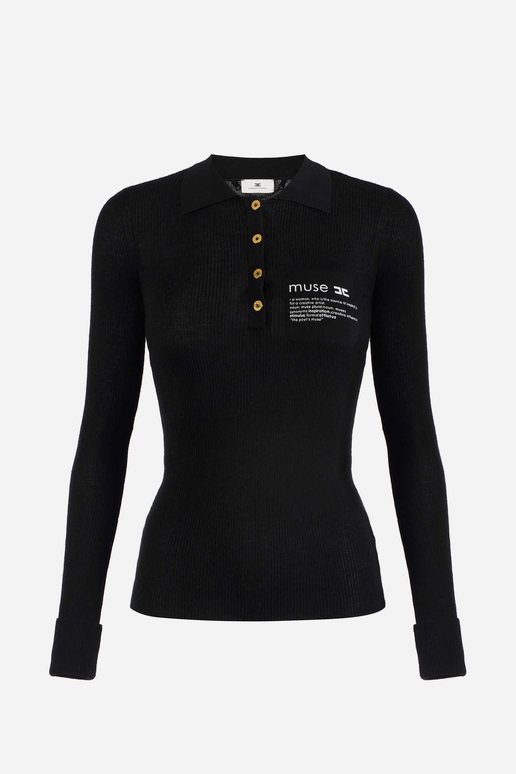 Polo knit shirt with Muse lettering print