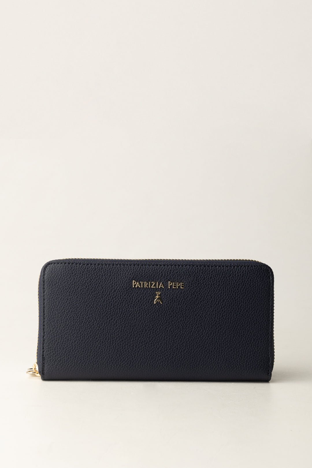 Leather Wallet with Zip Closure and Fly Logo