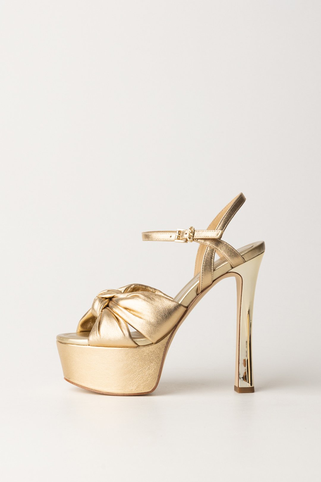 Elena Platform Metallic Sandals with Knot