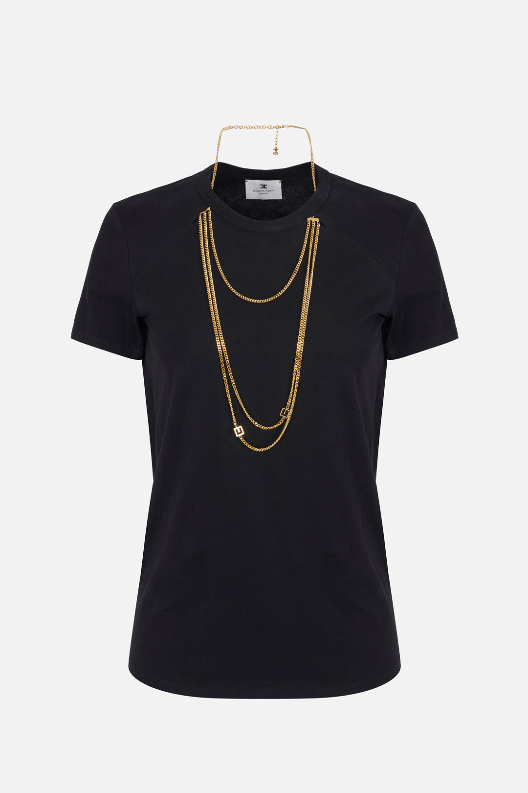 Crew Neck T-shirt with Multi-strand Necklace