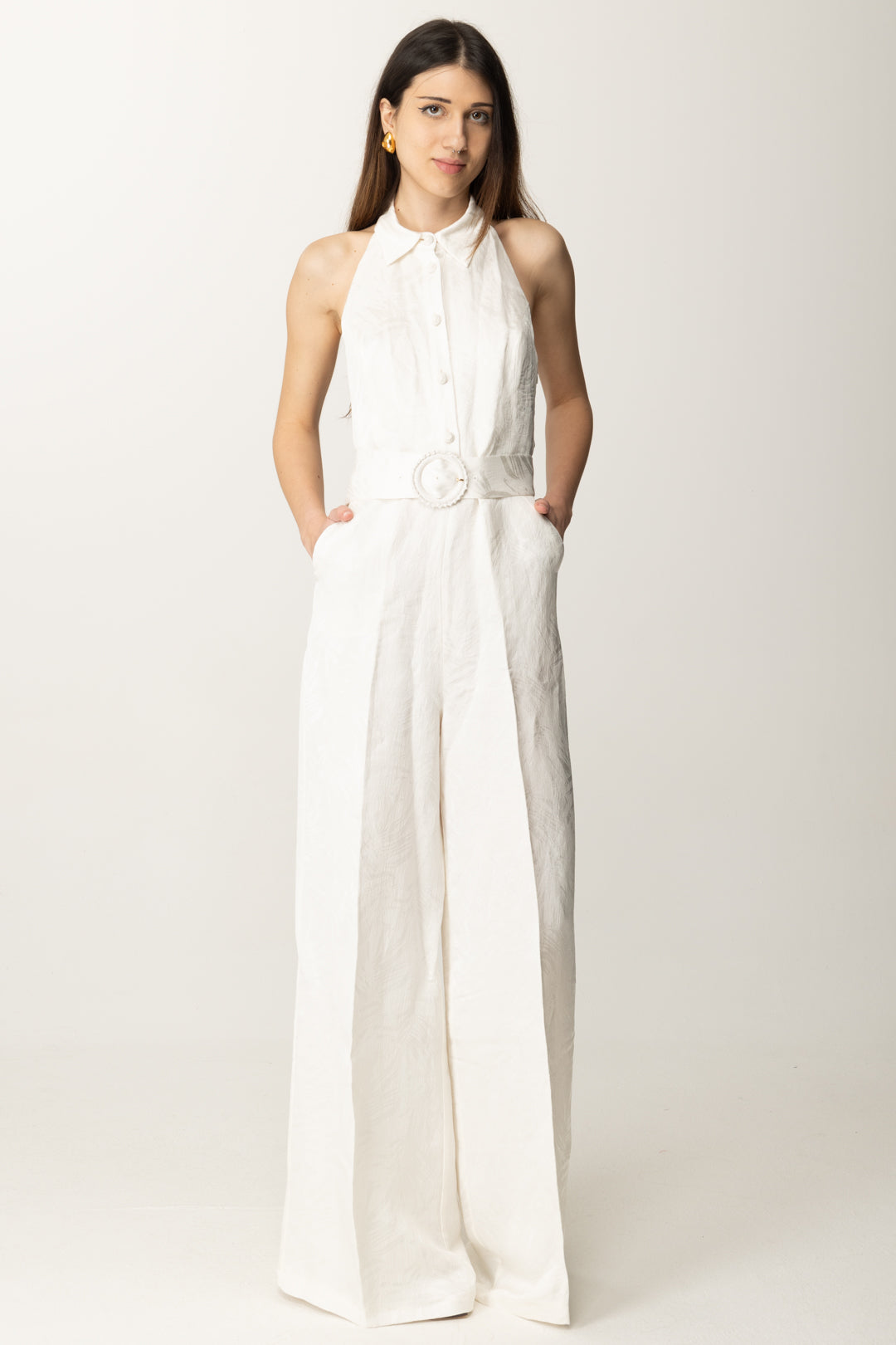 Twin-set Donna Tuta In Satin con Colletto e Cintura 251TT2170 NEVE