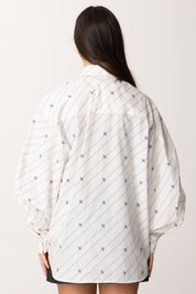 Camicia Oversize con Stampa Righe