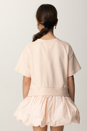 Vestido de Sudadera con Falda de Tafetán