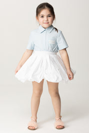 Vestido Top de Camisa y Falda de Tafetán