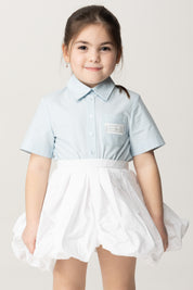 Vestido Top de Camisa y Falda de Tafetán