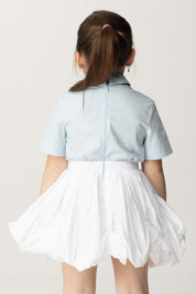 Vestido Top de Camisa y Falda de Tafetán