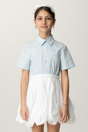 Vestido Top de Camisa y Falda de Tafetán