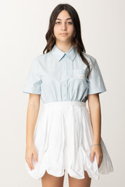 Vestido Top de Camisa y Falda de Tafetán