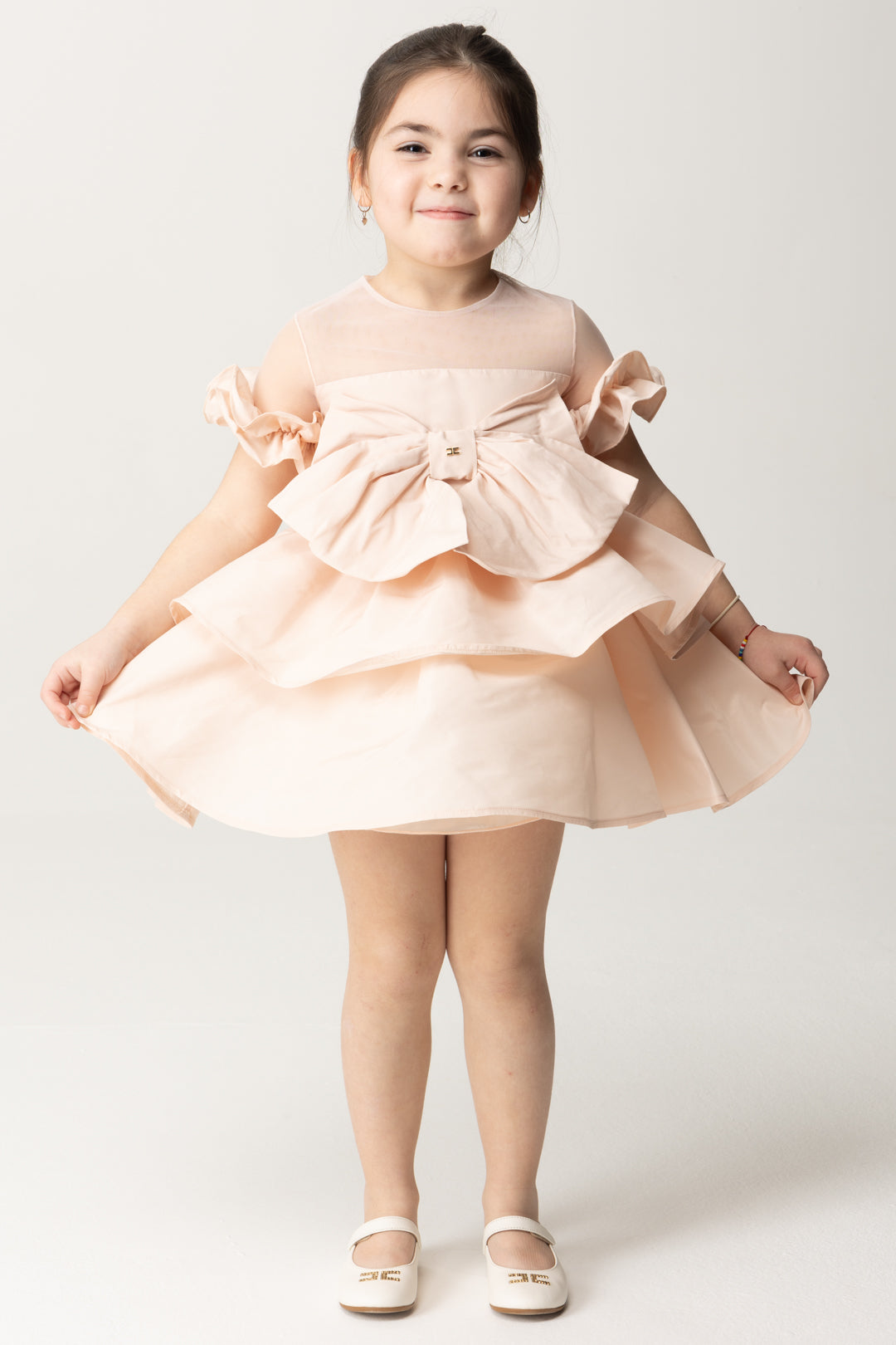 Elisabetta Franchi Bambina Bambina Abito In Ottoman con Balze e