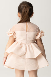 Vestido en Ottoman con Volantes y Maxi Lazo