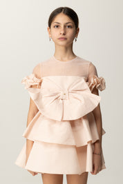 Vestido en Ottoman con Volantes y Maxi Lazo