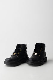 Elisabetta Franchi Bambina Anfibi Trapuntati con Occhielli Dorati F1A5-E0379-1849930- BLACK