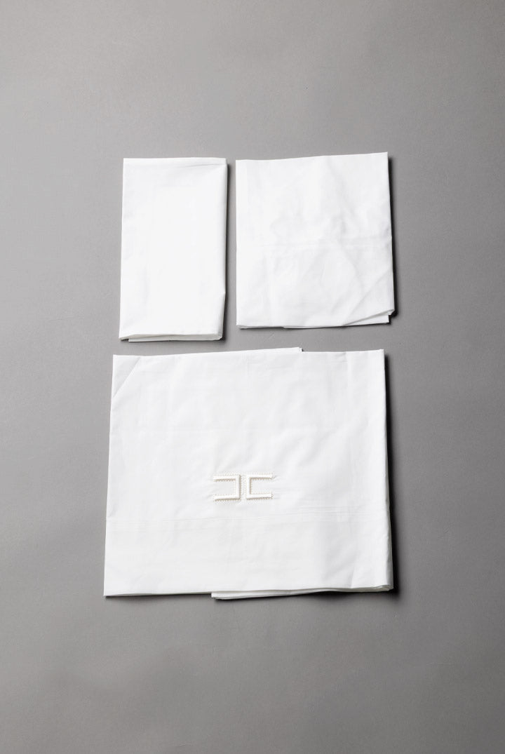 Set Letto In Cotone con Logo Ricamato