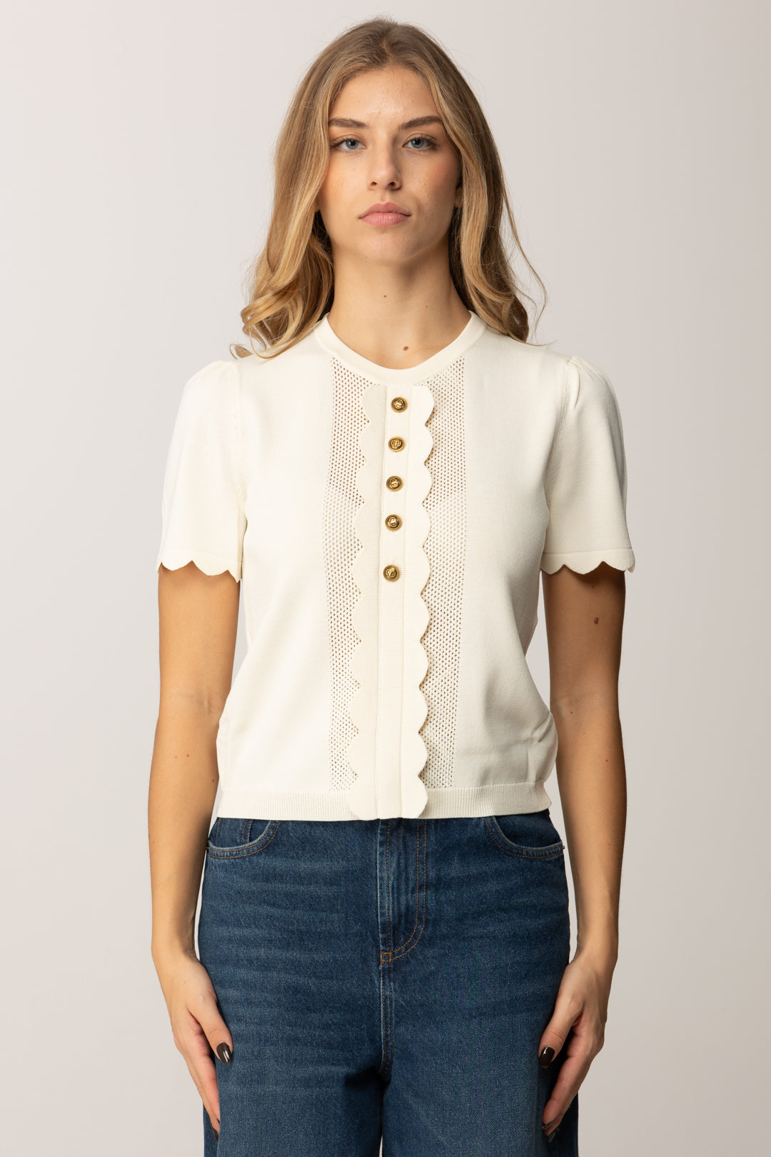 Maglia con Smerli e Bottoni Oval T