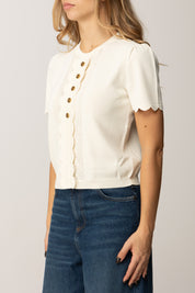 Camiseta con Smerli y Botones Ovalados T