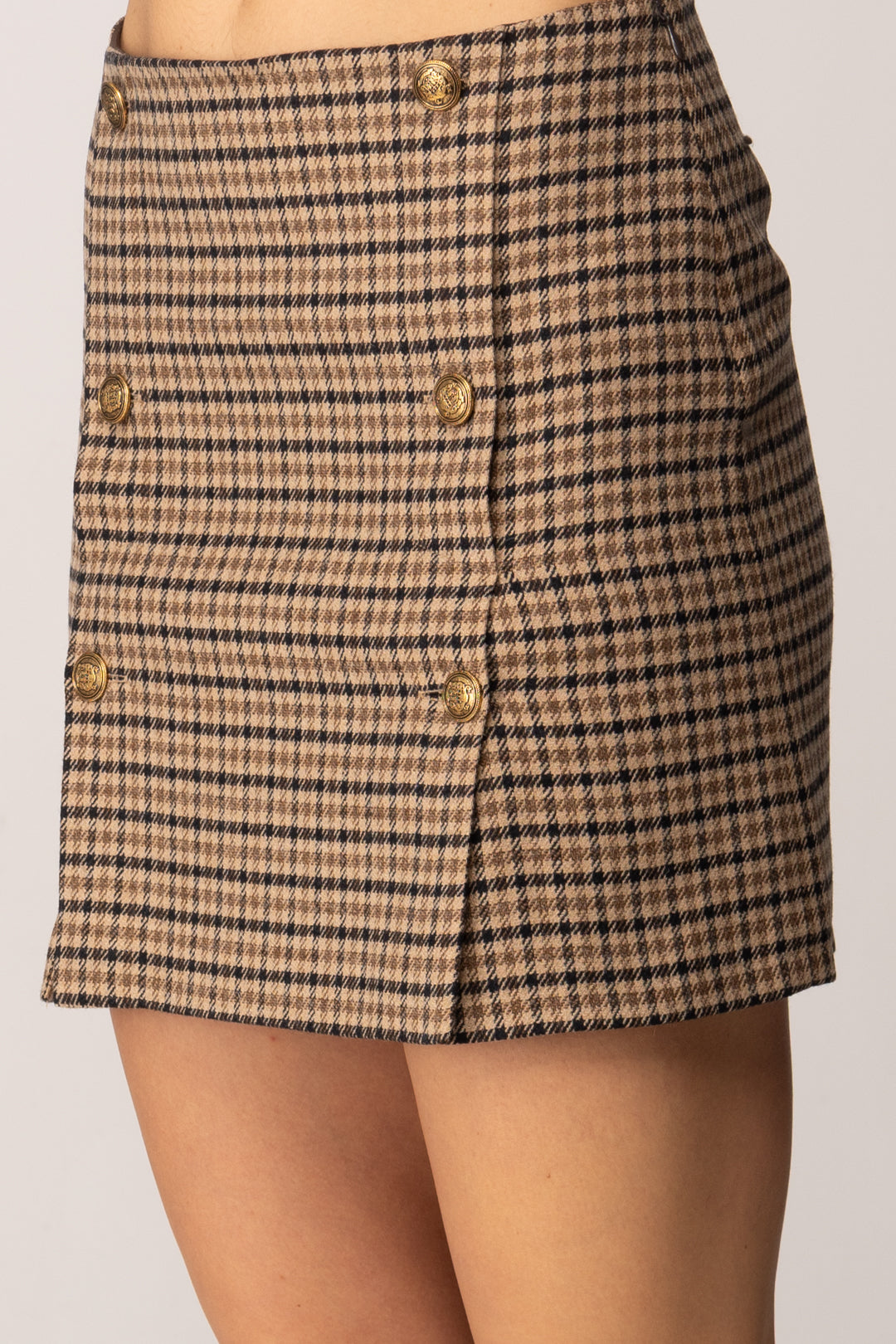 Twin-set Minigonna In Misto Lana Check 252TT2422 SMALL CHECK CAMMELLO/NERO