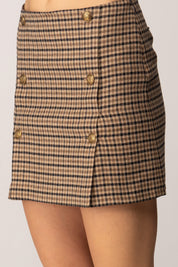 Twin-set Minigonna In Misto Lana Check 252TT2422 SMALL CHECK CAMMELLO/NERO