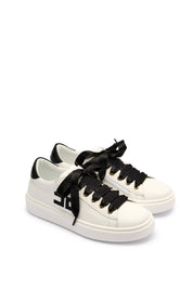 Sneaker con Lacci In Raso e Zip Laterale