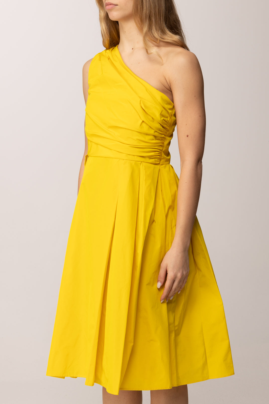 Abito Midi Monospalla In Taffetà