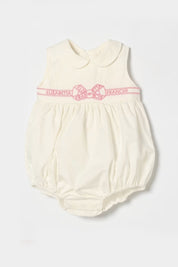 Pagliaccetto In Popeline con Ricamo Fiocco