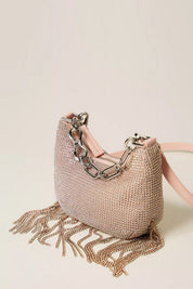 Borsa ‘mini Croissant’ In Strass con Frange