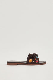 Sandali Slide In Suede con Pietre