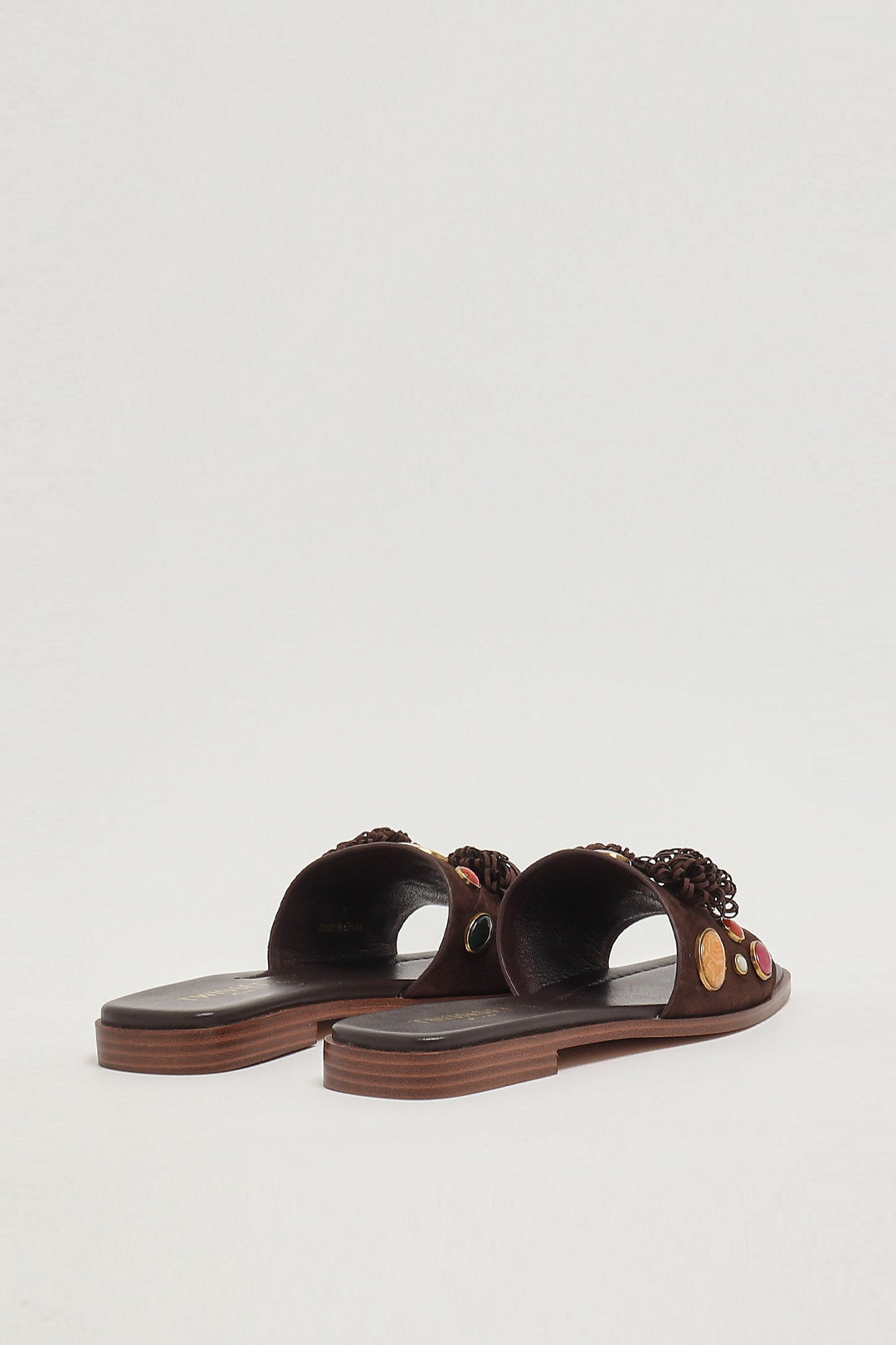 Sandali Slide In Suede con Pietre