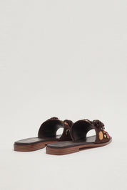 Sandali Slide In Suede con Pietre