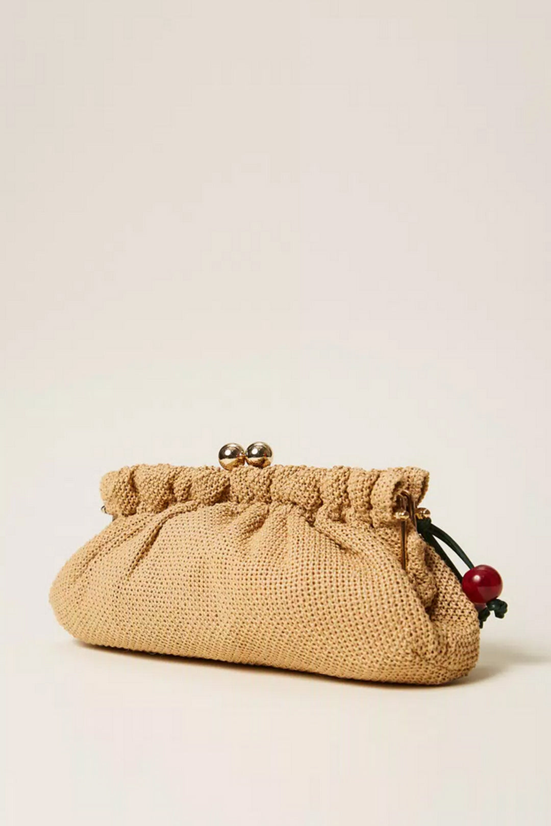 Borsa Clutch In Rafia con Charm