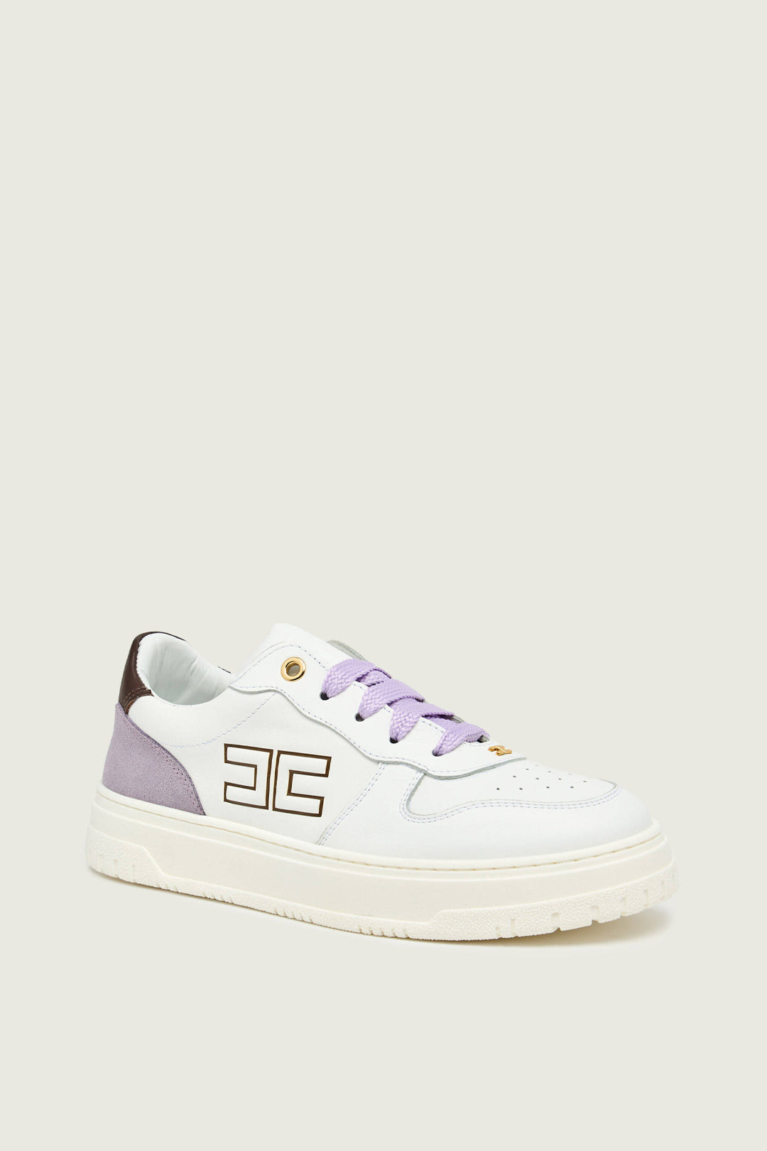 Sneakers In Pelle con Logo Laterale e Lacci a Contrasto