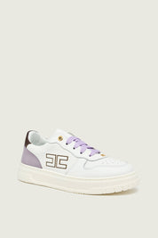 Sneakers In Pelle con Logo Laterale e Lacci a Contrasto