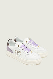 Sneakers In Pelle con Logo Laterale e Lacci a Contrasto