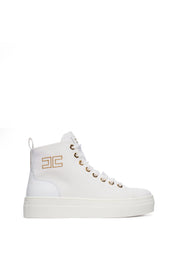 Sneakers Alte In Tessuto con Logo Ricamato