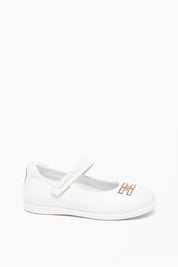 Ballerine In Pelle con Logo Gioiello