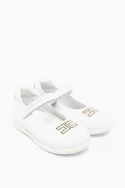 Ballerine In Pelle con Logo Gioiello