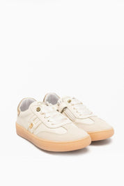 Sneakers In Pelle con Zip Laterale e Logo Oro