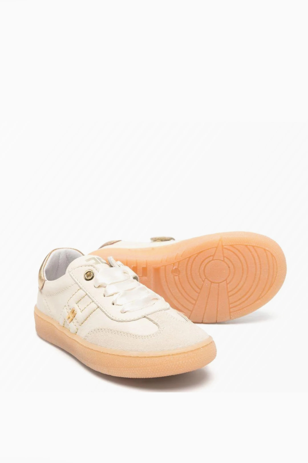 Sneakers In Pelle con Zip Laterale e Logo Oro