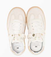 Sneakers In Pelle con Zip Laterale e Logo Oro