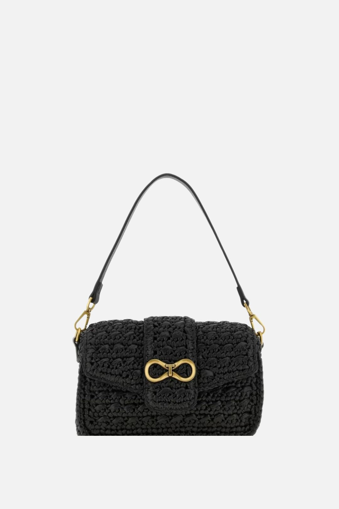 Borsa a Tracolla In Rafia con Fibbia Logo