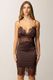 Elisabetta Franchi Abito Lingerie In Pizzo e Raso MERLOT AB88457E2