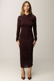 Elisabetta Franchi Abito In Jersey con Drappeggi AB88857E2 MERLOT