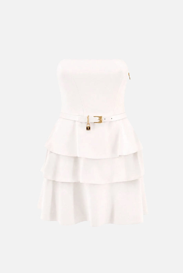 Robe bustier courte avec volants et ceinture