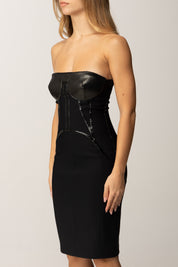 Elisabetta Franchi Abito Bustier In Neoprene con Dettagli Effetto Pitone NERO AB80957E2 