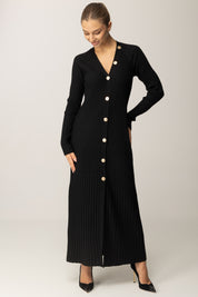  Twinset Abito Cardigan In Misto Lana a Costine 252TT3400 NERO 4