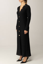 Twin-set Maxi Abito Cardigan In Misto Lana a Costine 252TT3400 NERO